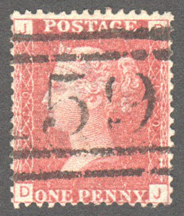 Great Britain Scott 33 Used Plate 129 - DJ - Click Image to Close